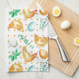 Linge De Cuisine Oeufs Poulets Poules Herbes