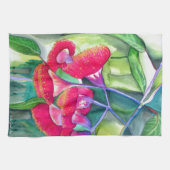 Linge De Cuisine OEuvre d'aquarelle à fleurs rouges australiennes (Horizontal)