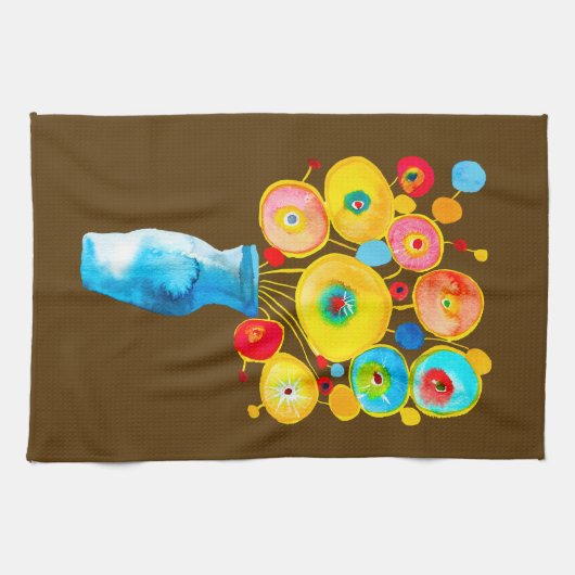 Linge De Cuisine OEuvre d'aquarelle de fleurs funky (Horizontal)