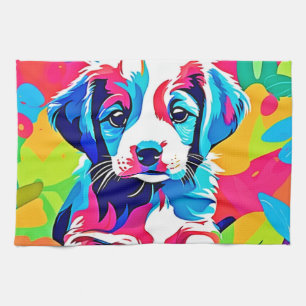 Linge De Cuisine Œuvre d'art de chiot coloré