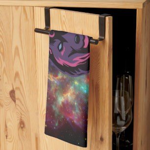 Linge De Cuisine Œuvre d'art graphique, Loup cosmique violet