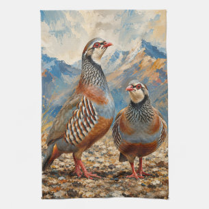 Linge De Cuisine Œuvre d'art représentant un couple de perdrix chuk