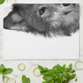 Linge De Cuisine Oeuvre de Loup noir et blanc (Plié)