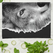 Linge De Cuisine Oeuvre de Loup noir et blanc (Plié)