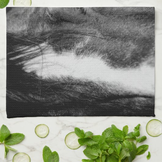 Linge De Cuisine OEuvre d'oeil noir blanc (Plié)