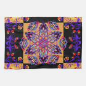 Linge De Cuisine Oeuvre Florale Mehndi Violet, Nature Violette (Horizontal)