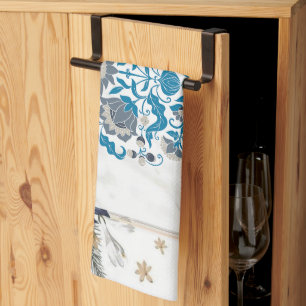 Linge De Cuisine Oeuvre Graphique, Cadre Floral Mandala Turquoise