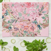 Linge De Cuisine Oeuvre Graphique En Fleurs Roses, Courbe Florale R (Plié)