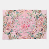 Linge De Cuisine Oeuvre Graphique En Fleurs Roses, Courbe Florale R (Horizontal)