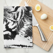 Linge De Cuisine OEuvre oculaire noir blanc Sumatra Bornéo Tiger (Quart Plié)