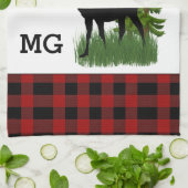 Linge De Cuisine Oie plate rustique rouge et noir (Plié)