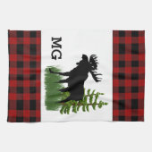 Linge De Cuisine Oie plate rustique rouge et noir (Horizontal)