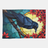 Linge De Cuisine Oiseau Art Vitrail Ravens-Crows (Horizontal)