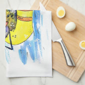 Linge De Cuisine Oiseau blanc mignon sur flotteur (Quart Plié)