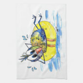 Linge De Cuisine Oiseau blanc mignon sur flotteur (Vertical)