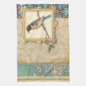Linge De Cuisine Oiseau Brown et bleu sur une branche (Vertical)