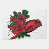 Linge De Cuisine Oiseau cardinal, illustration de Noël (Horizontal)