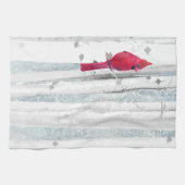 Linge De Cuisine Oiseau cardinal rouge dans un magnifique Birch Tre (Horizontal)