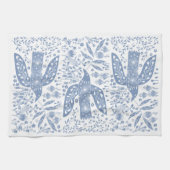 Linge De Cuisine Oiseau Colombe Bleu (Horizontal)