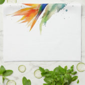 Linge De Cuisine Oiseau de paradis fleur exotique clair aquarelle (Plié)