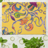 Linge De Cuisine Oiseau du nord sur le jaune (Plié)