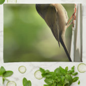 Linge De Cuisine Oiseau en vert feuille arrière - plan (Plié)