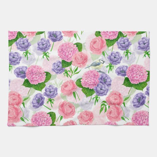 Linge De Cuisine Oiseau et fleurs (Horizontal)