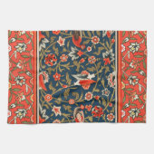 Linge De Cuisine Oiseau et fleurs Perse Motif bleu rouge (Horizontal)