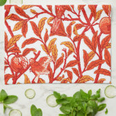 Linge De Cuisine Oiseau et grenade Art Nouveau, Mandarin Orange (Plié)