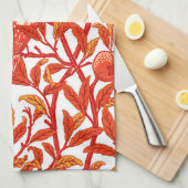 Linge De Cuisine Oiseau et grenade Art Nouveau, Mandarin Orange (Quart Plié)