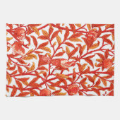 Linge De Cuisine Oiseau et grenade Art Nouveau, Mandarin Orange (Horizontal)