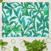 Linge De Cuisine Oiseau et grenade Art Nouveau, Turquoise (Plié)