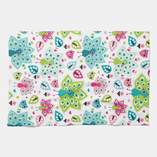Linge De Cuisine oiseau et hibou de paon (Horizontal)