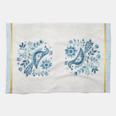 Linge De Cuisine Oiseau folk scandinave bleu (Horizontal)
