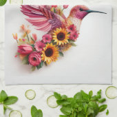 Linge De Cuisine Oiseau Humide Personnalisé volant avec des fleurs (Plié)