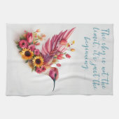 Linge De Cuisine Oiseau Humide Personnalisé volant avec des fleurs (Horizontal)