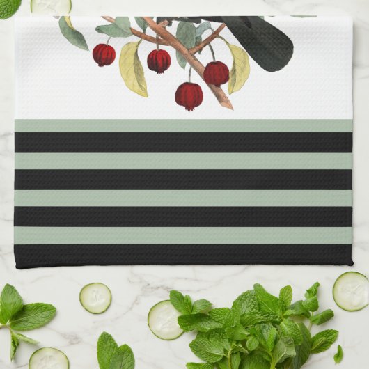 Linge De Cuisine Oiseau noir (Plié)