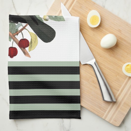 Linge De Cuisine Oiseau noir (Quart Plié)