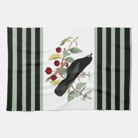 Linge De Cuisine Oiseau noir (Horizontal)