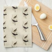 Linge De Cuisine Oiseau noir à ailes rouges - Oiseaux d'Amérique d' (Quart Plié)