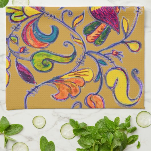 Linge De Cuisine Oiseau nordique (Plié)