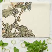 Linge De Cuisine Oiseau oriental perché sur la branche (Plié)