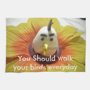 Linge De Cuisine Oiseau sculpté en Tournesol Imprimer