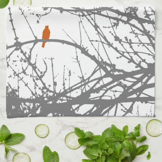 Linge De Cuisine Oiseau sur un érable (Plié)