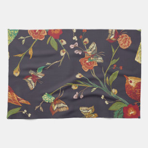Linge De Cuisine Oiseau vintage, Papillon, Aquarelle de broderie.