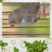 Linge De Cuisine Oiseau Zebra Finch en cage (Plié)