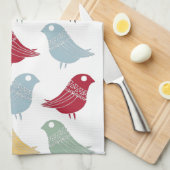 Linge De Cuisine Oiseaux Abstraits rétro Moderne du milieu du siècl (Quart Plié)