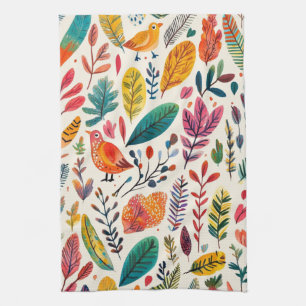 Linge De Cuisine Oiseaux aquarelle boho – Inspiré de la nature arti