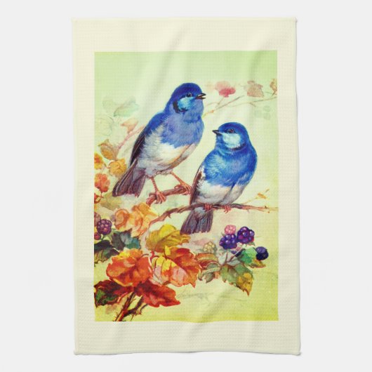 Linge De Cuisine Oiseaux bleus (Vertical)