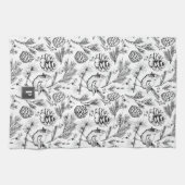 Linge De Cuisine Oiseaux cardinaux blancs, pins et baies d'hiver mo (Horizontal)